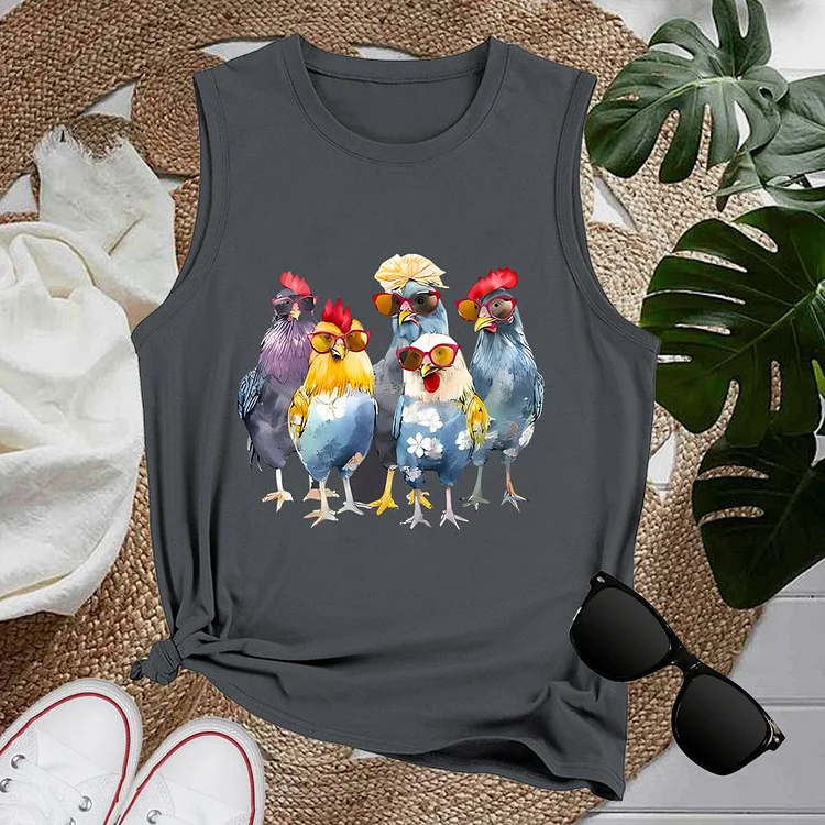 🛒🆕chicken Women Loose Tank Top-0019718