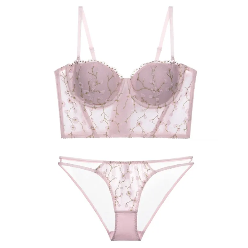 CINOON Women's Underwear Set Bra Pants Embroidery Lace Steel Rubber Bone Push Up Bras French Sexy Prevent Sagging Lingerie Sets