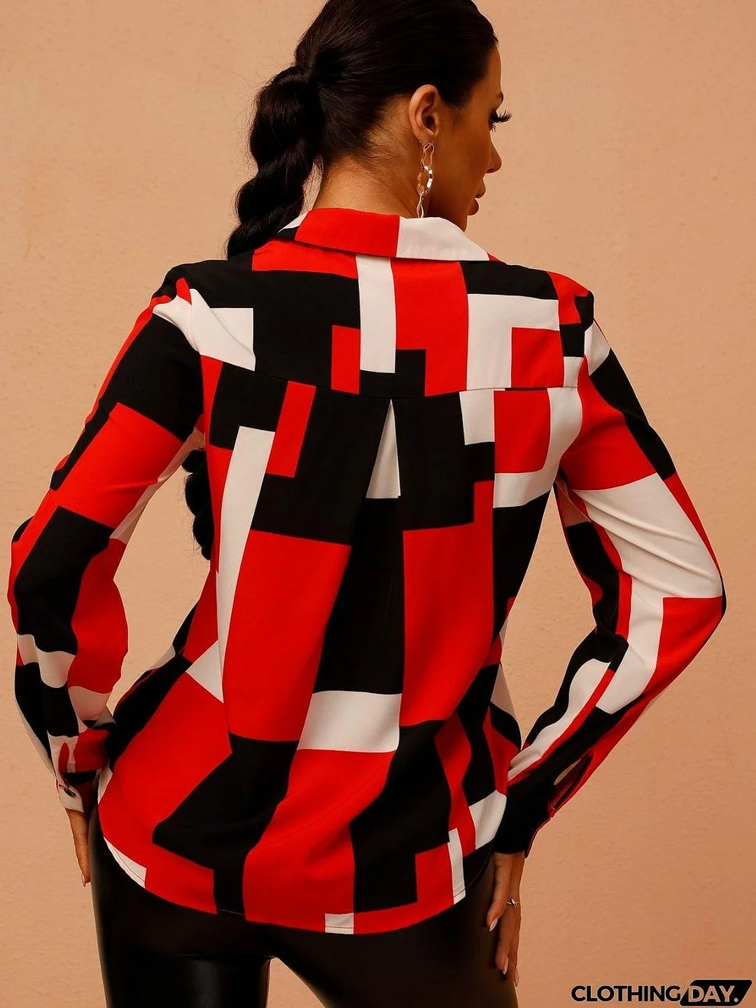 Patchwork Button-Up Long Sleeve Shirt