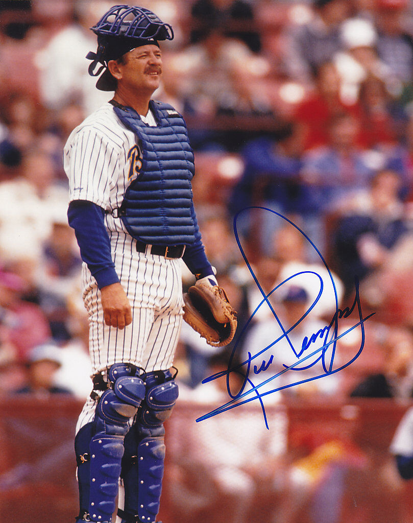 RICK DEMPSEY MILWAUKEE BREWERS ACTION SIGNED 8x10