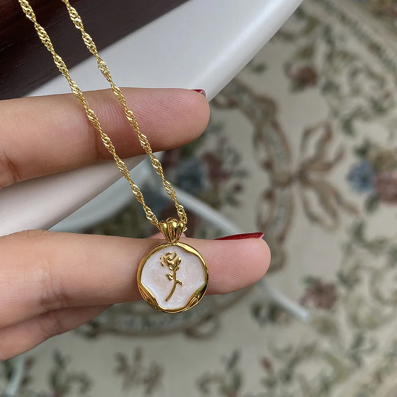 White Rose Necklace with Oil Drops