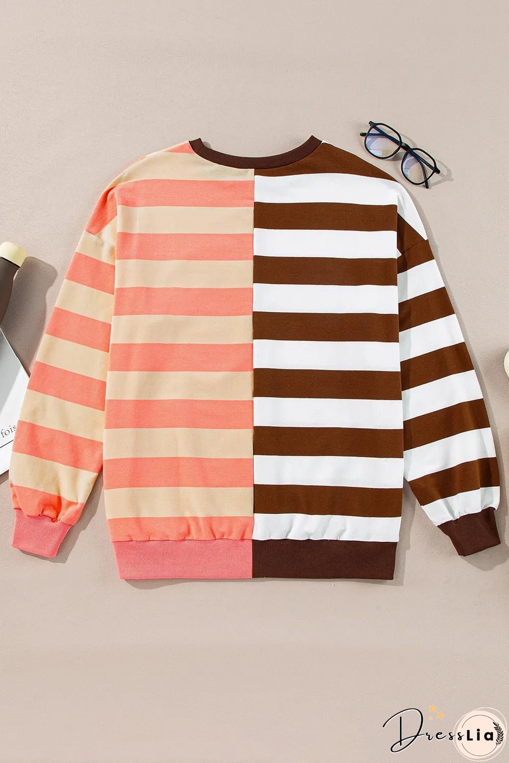 Striped Round Neck Long Sleeve Sweatshirt