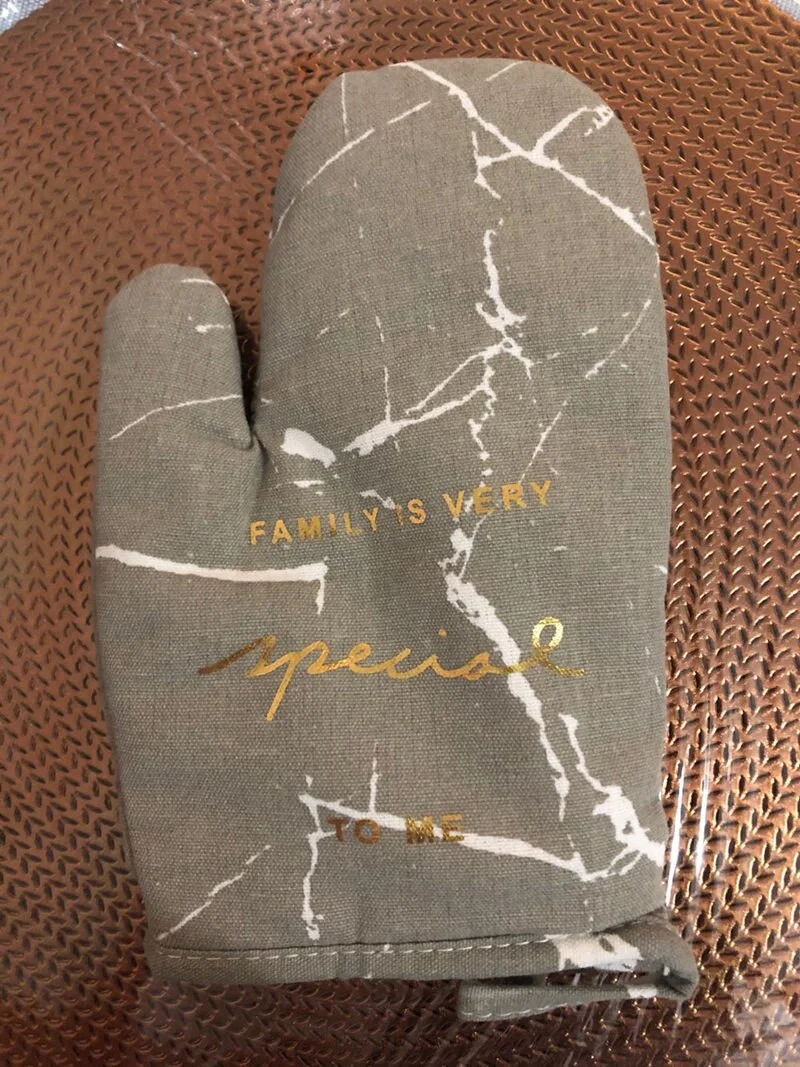 1pc Cotton Microwave Oven Gloves Kitchen Cooking Microwave Oven Mitts Marble Pattern Heatproof Non-Slip Potholders Baking Gloves