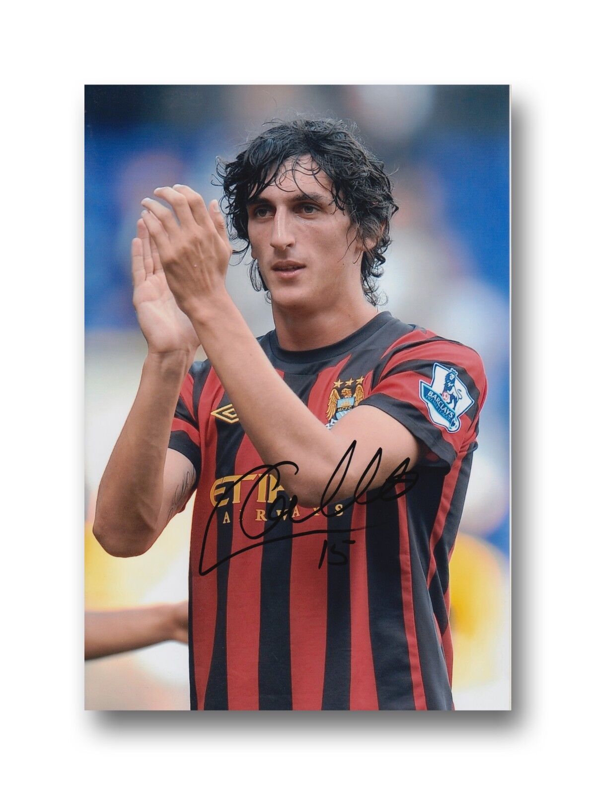 MANCHESTER CITY HAND SIGNED STEFAN SAVIC 12X8 Photo Poster painting 1.