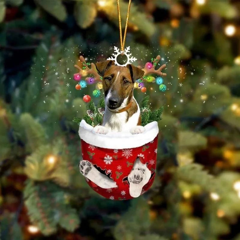 VigorDaily Smooth Fox Terrier Dog In Snow Pocket Christmas Ornament SP128