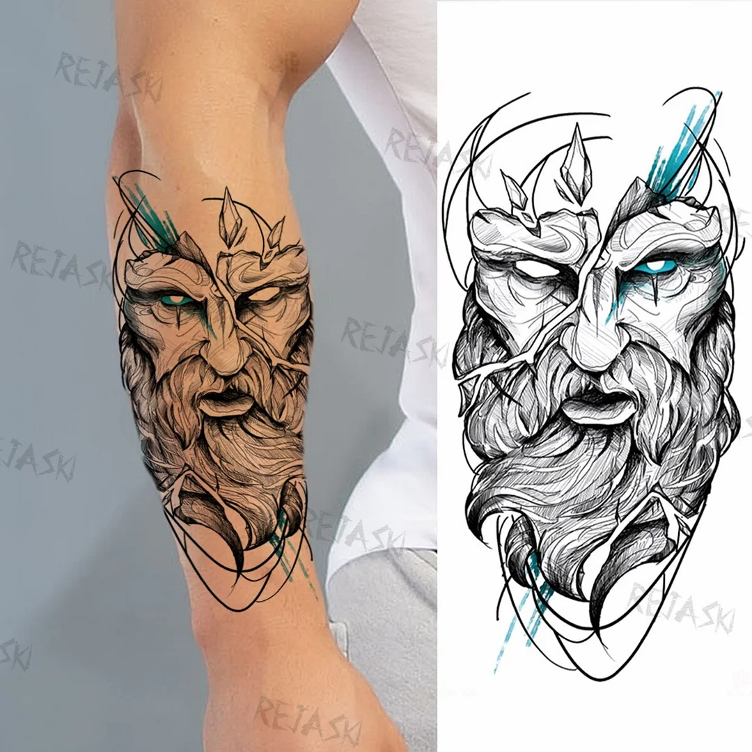 Sdrawing Big Lion Crown Temporary Tattoos For Men Women Tiger Flower Cross Skull Realistic Fake Tattoo Body Art Tatoo Sticker