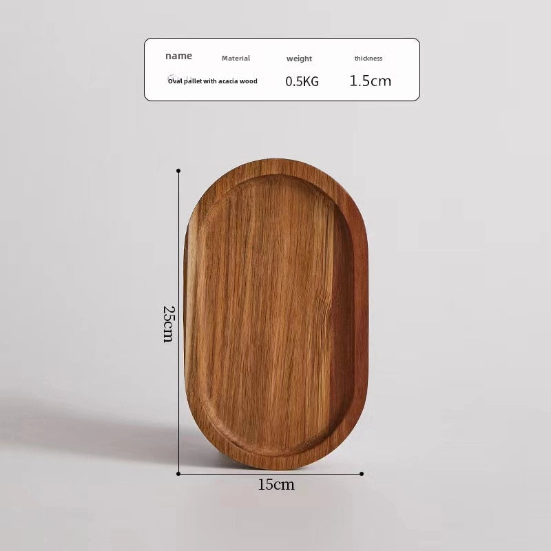 Japanese-style Oval Wooden Tray Solid Wood Rectangular Plate Black Walnut Afternoon Tea Coffee Tray Exquisite Small Tray