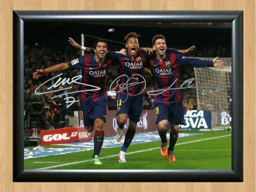 Lionel Messi Suarez Neymar Signed Autographed Photo Poster painting Poster Print Memorabilia A3 Size 11.7x16.5