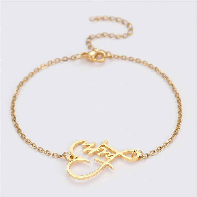 Basic Minimalist Cross Letter Heart Shape 201 Stainless Steel Plating Unisex Bracelets Men Chain Bracelets