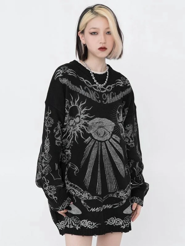 Unisex Darkless Skull Pattern Knitted Sweater