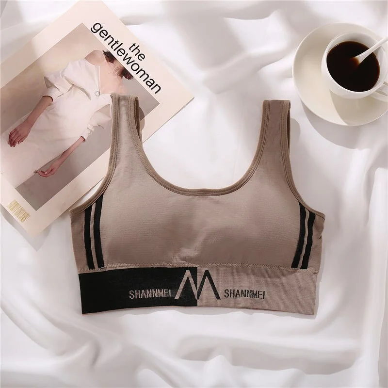 Sexy Push Up Women Tank Top Seamless Underwear U-Neck Padded Camisole For Women Letter Sportwear Backless Jogging Cropped Top