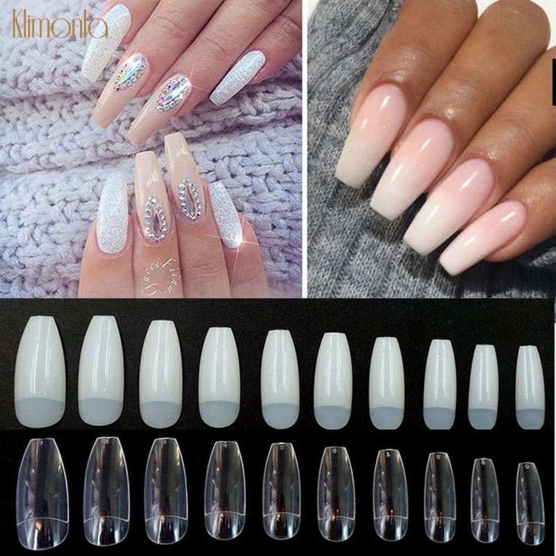 Nail Tips 500 pcs Coffin Nails Artificial Long Ballerina False Nails faux ongles professional Manicure press on  Full Cover