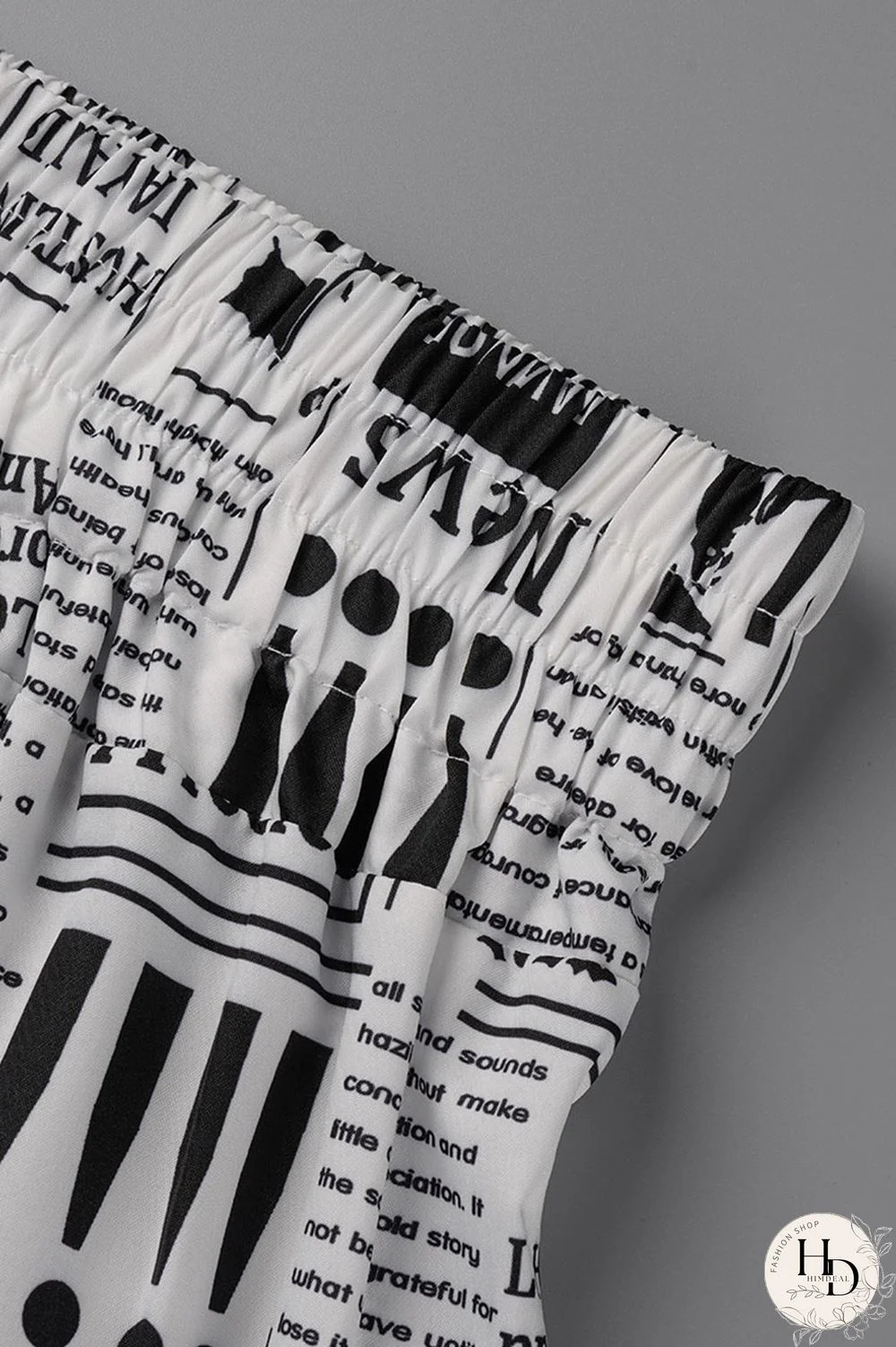 Black White Fashion Casual Print Basic Regular High Waist Conventional Full Print Bottoms