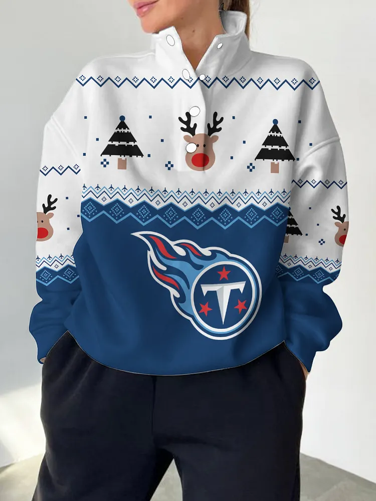 Tennessee Titans 2025 New Design Casual Snap  Mockneck Pullover