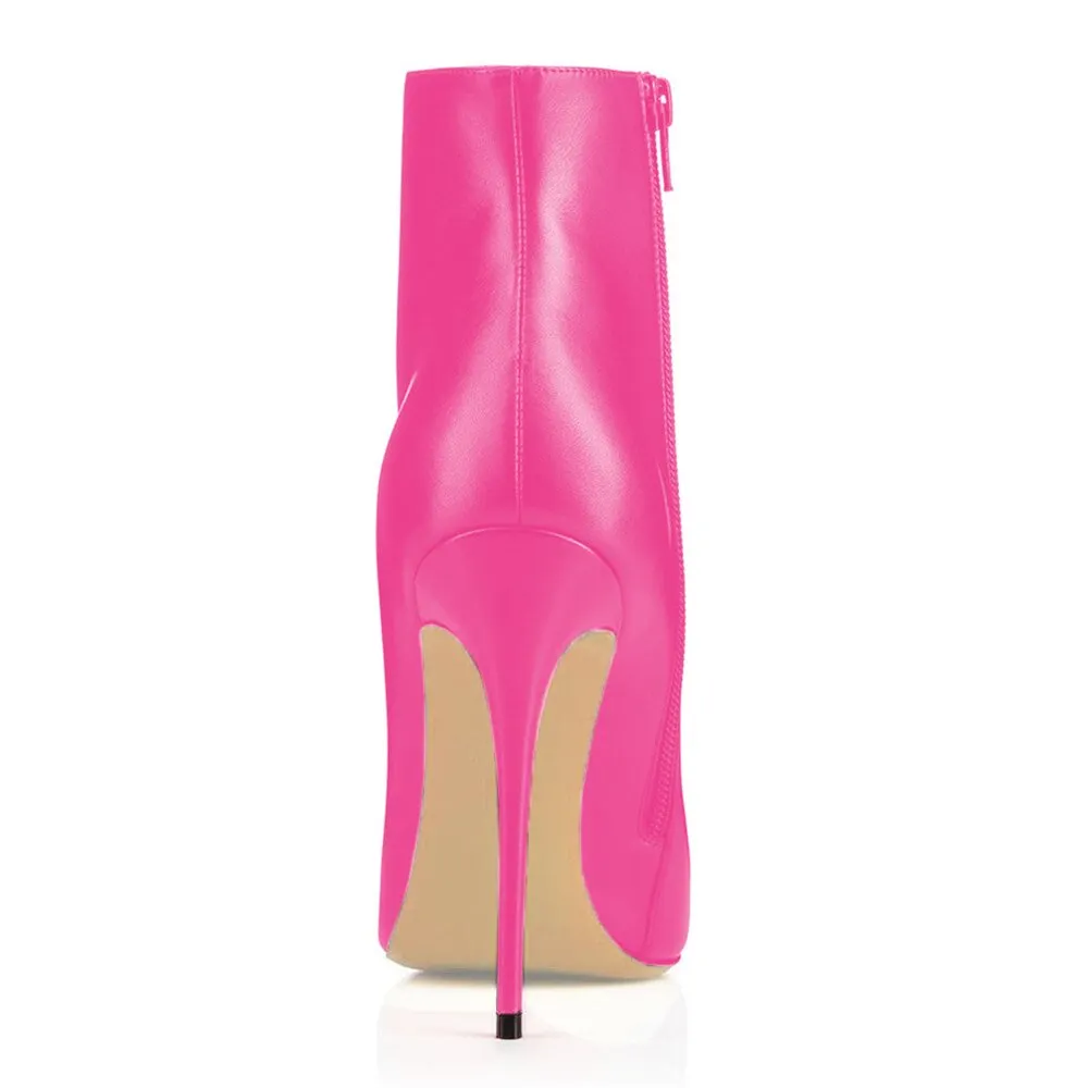 120mm Women's Ankle Boots Closed Pointed Toe Stilettos Matte Booties-vocosishoes