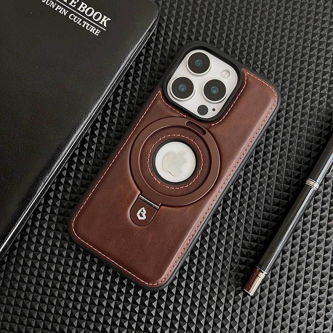 Suitable For Apple 17Promax Magnetic Holder Mobile Phone Case Business Iphone16 High-End Leather 15 Anti-Fall Protective Cover