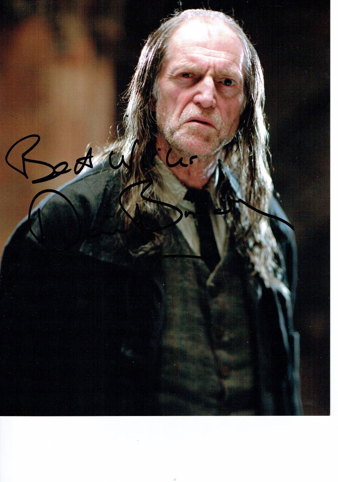 David BRADLEY Harry POTTER Argus FILCH Signed Autograph 10x8 Photo Poster painting AFTAL COA