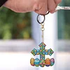 6Pcs Diamond Painting Double Sided Easter Cross Diamond Painting Art Keyring