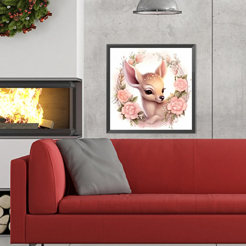 Full Round Diamond Painting 40*40cm - Flower Deer