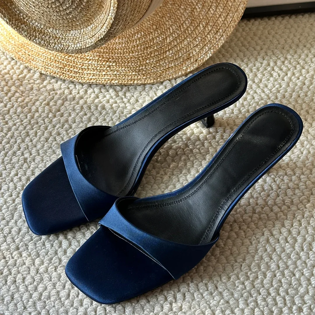 Breakj Breakj Temperament High Heel Cool Slippers Wearing A Word Drag Side Toe Minimalist Fine Sandals Woman