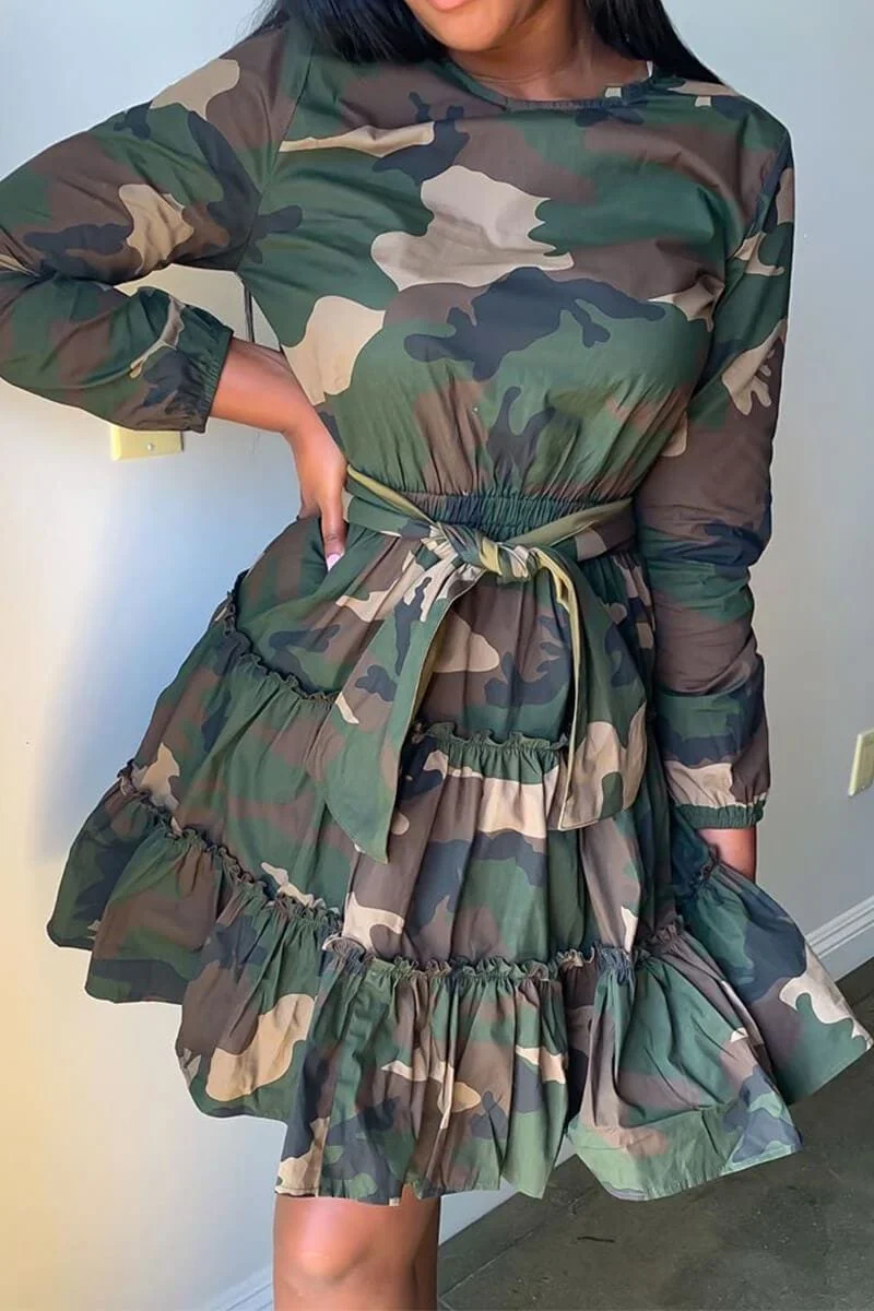 Fashion Casual Camouflage Printed  Dress