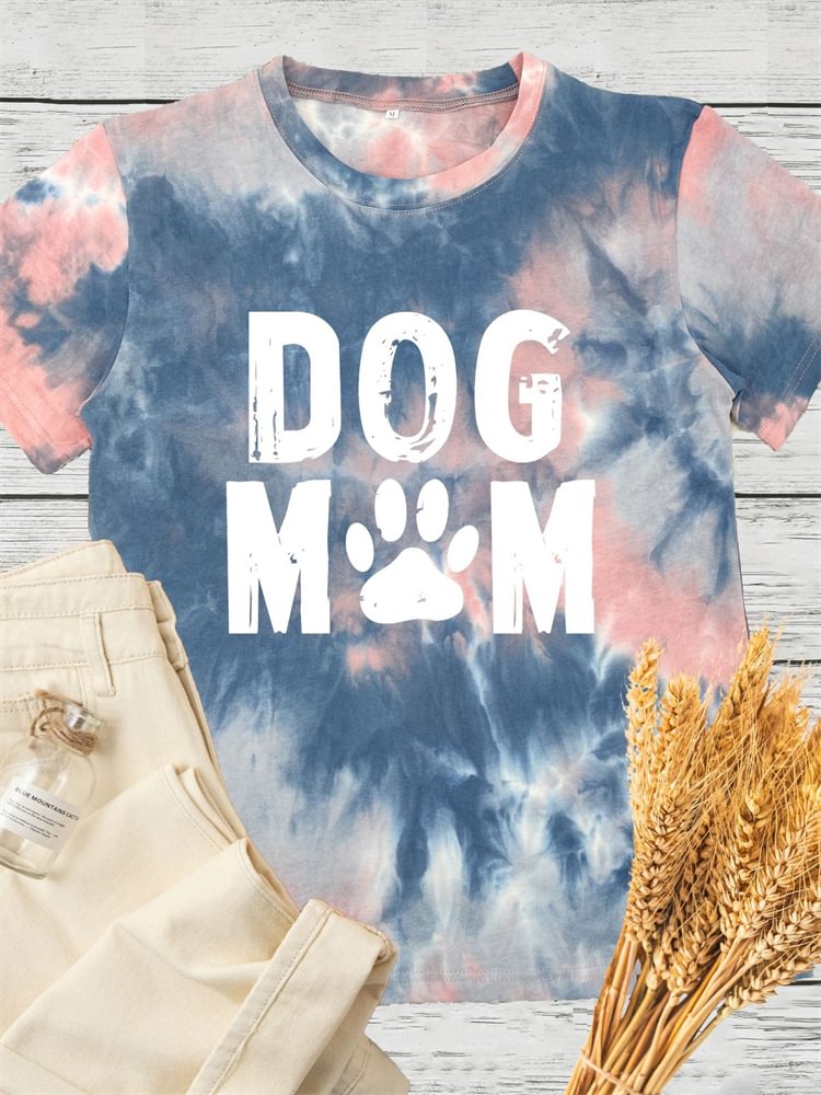 Artwishers Dog Mom Paw Print Tie Dye T Shirt