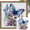 Flowers Butterfly-Full Embroidery 3 strands 11CT Stamped Cross Stitch-40*40CM