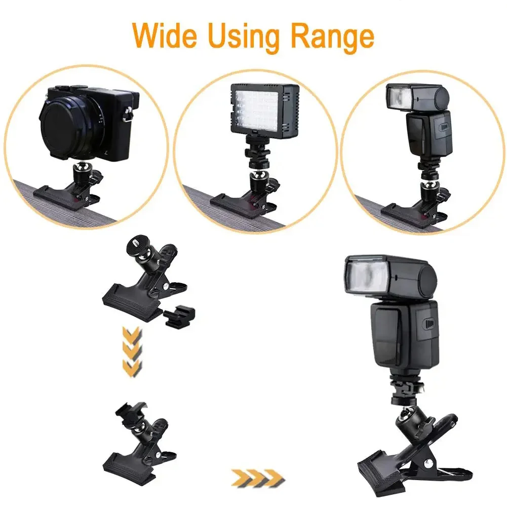 1 Pair Cross Stitch Clip Clamp 360 Rotation Clip-On Desk Stand for Camera Tripod