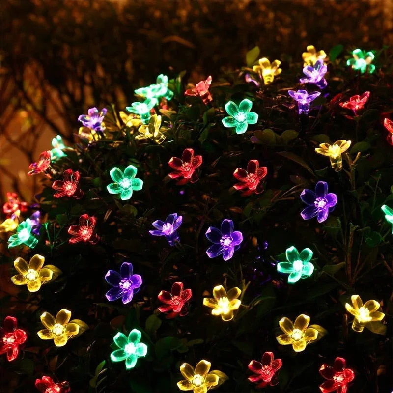 5m 7m 12m 22m Peach Flower Solar Lamp Power LED String Fairy Lights Solar Garlands Garden Christmas Decor For Outdoor