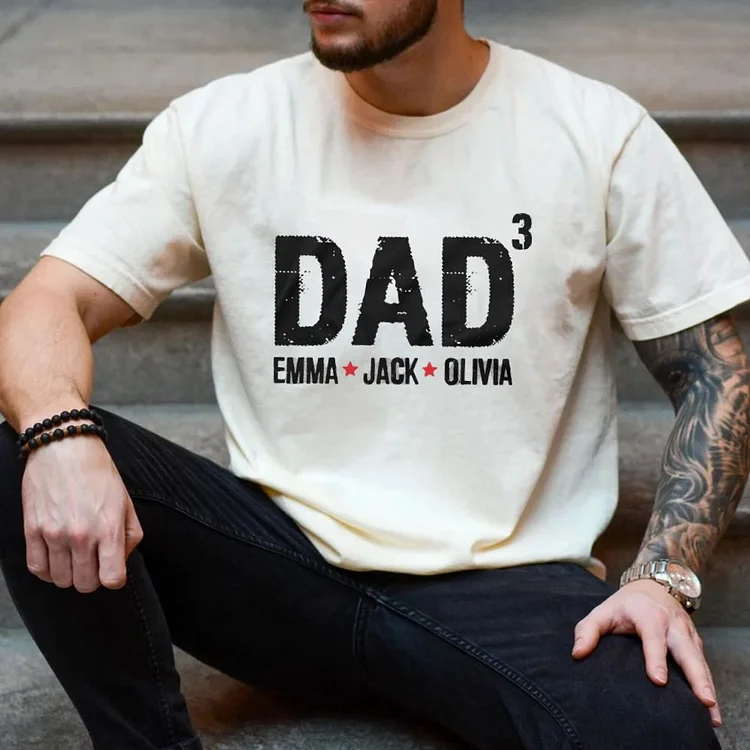 Men's Custom Dad T-shirt Father's Day Gift | Christmas Gift | Daughter Son Kids Names Personalized T-shirt Daddy customizable Tee