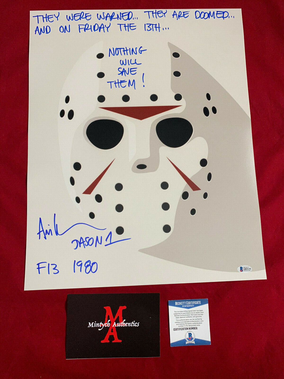 ARI LEHMAN 1ST JASON VOORHEES SIGNED 16x20 Photo Poster painting! FRIDAY THE 13TH! BECKETT COA