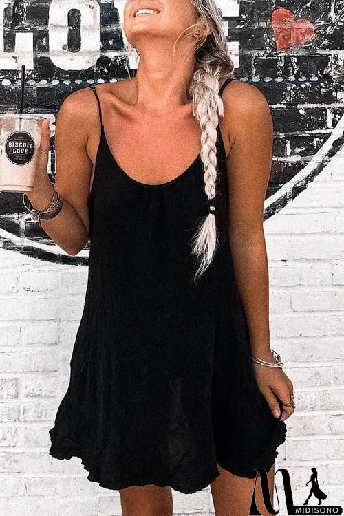 MidiSono - Solid Adjustable Slip Mini Dress