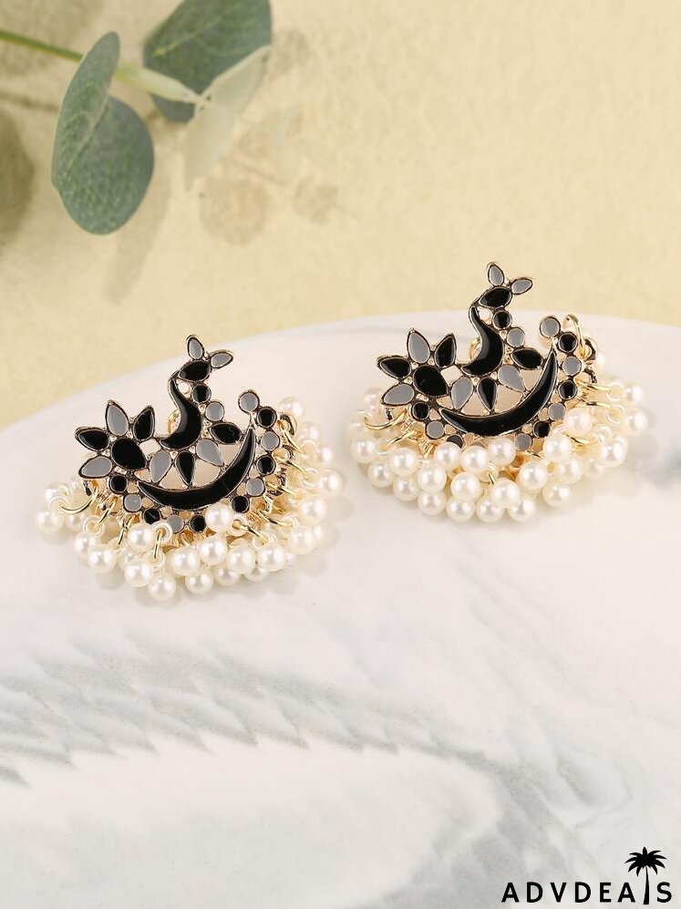 Faux Pearl Tassel Drop Earrings