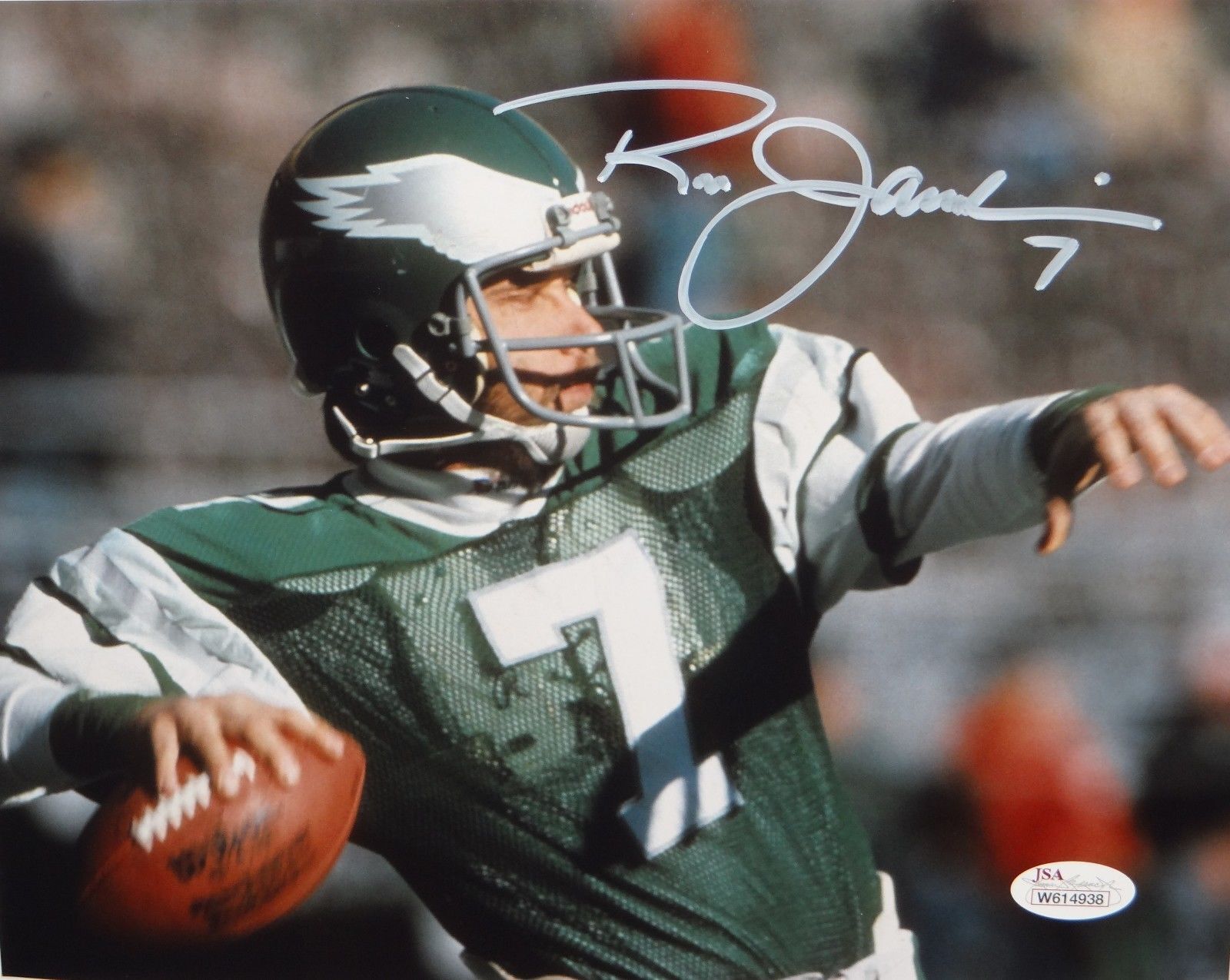 Ron Jaworski Autographed *White Eagles 8x10 Up Close Passing Photo Poster painting- JSA Auth