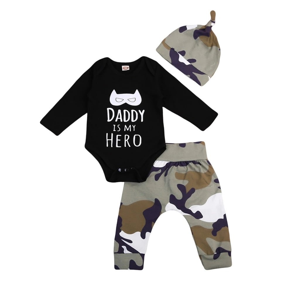 Baby Boys Long Sleeve Daddy Is My Hero Tops Jumpsuit Clothes