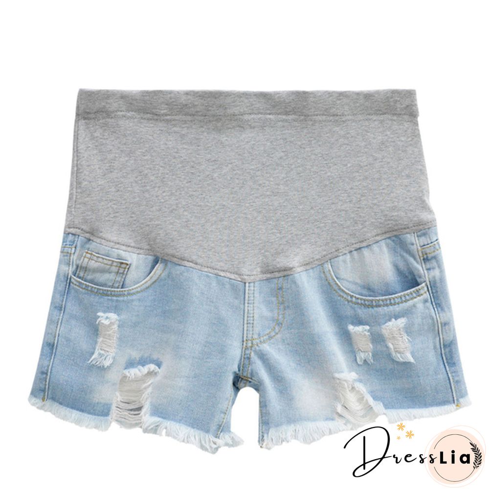 Summer Maternity Pants For Pregnant Women Clothes Denim Abdominal Elastic Waist Pregnancy Shorts
