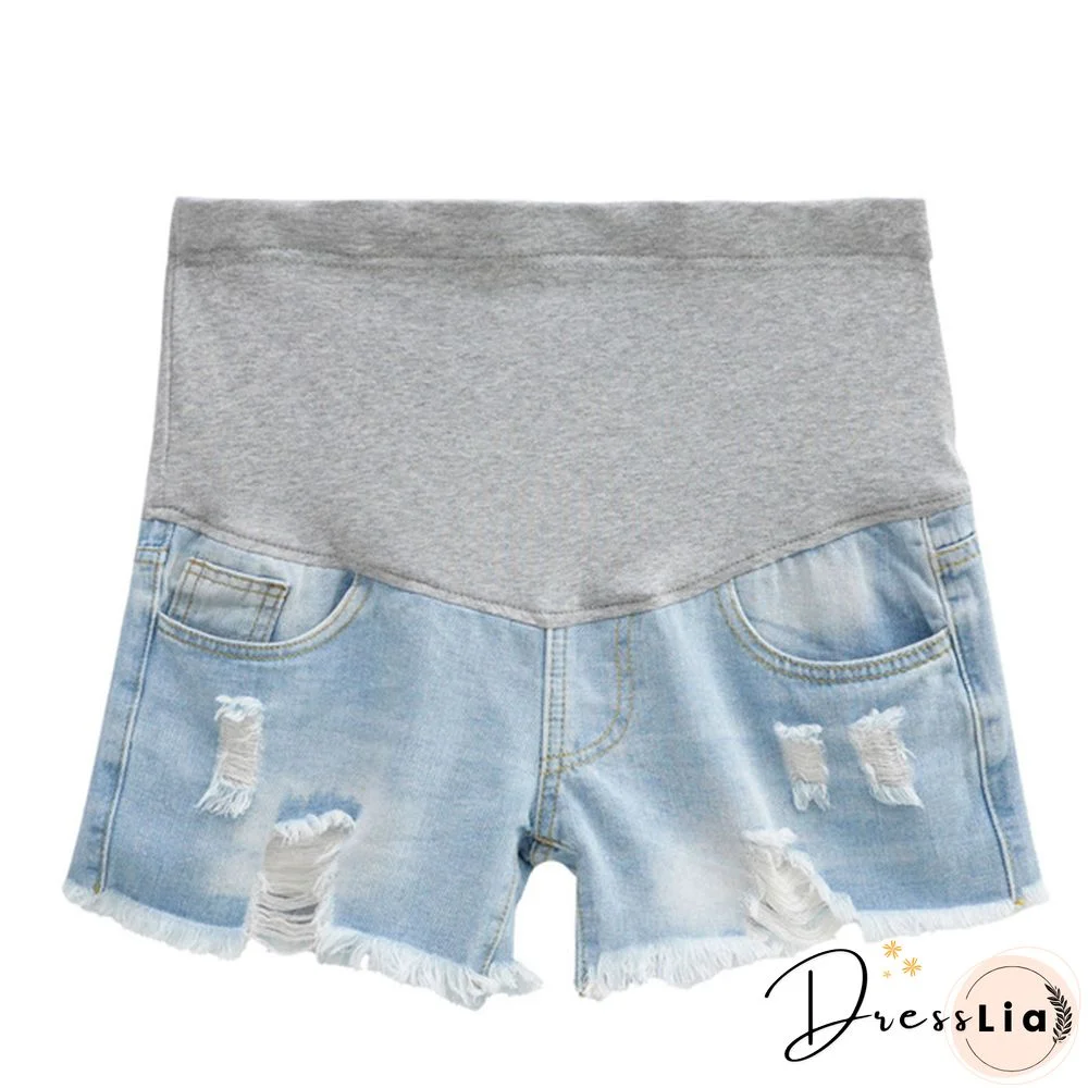 Summer Maternity Pants For Pregnant Women Clothes Denim Abdominal Elastic Waist Pregnancy Shorts
