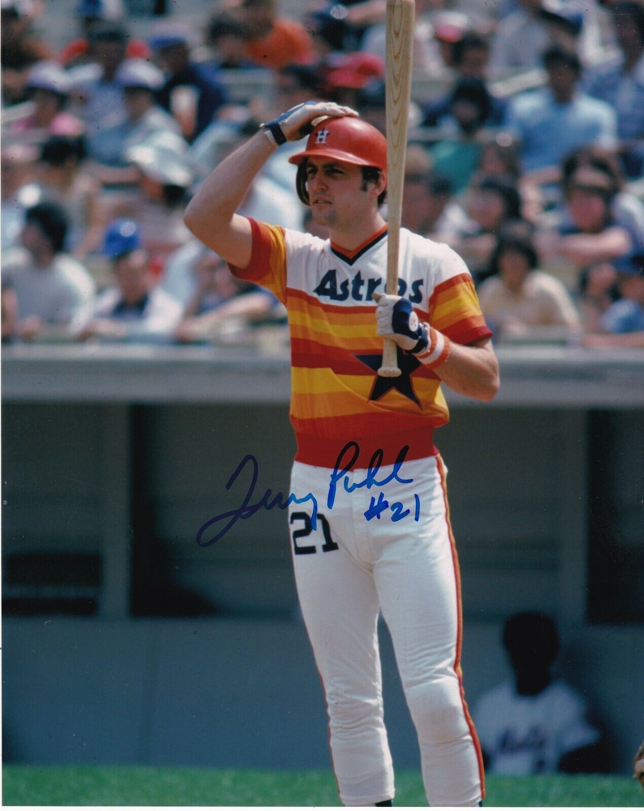 TERRY PUHL HOUSTON ASTROS ACTION SIGNED 8x10