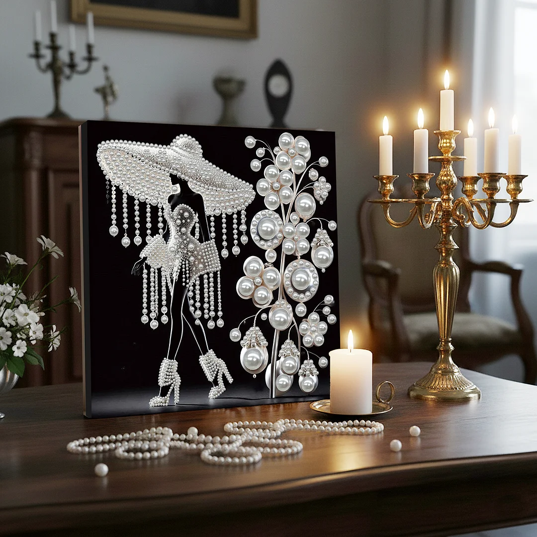 Elegant Lady - DIY Pearl Diamond Art Kit With Frame 30*30cm