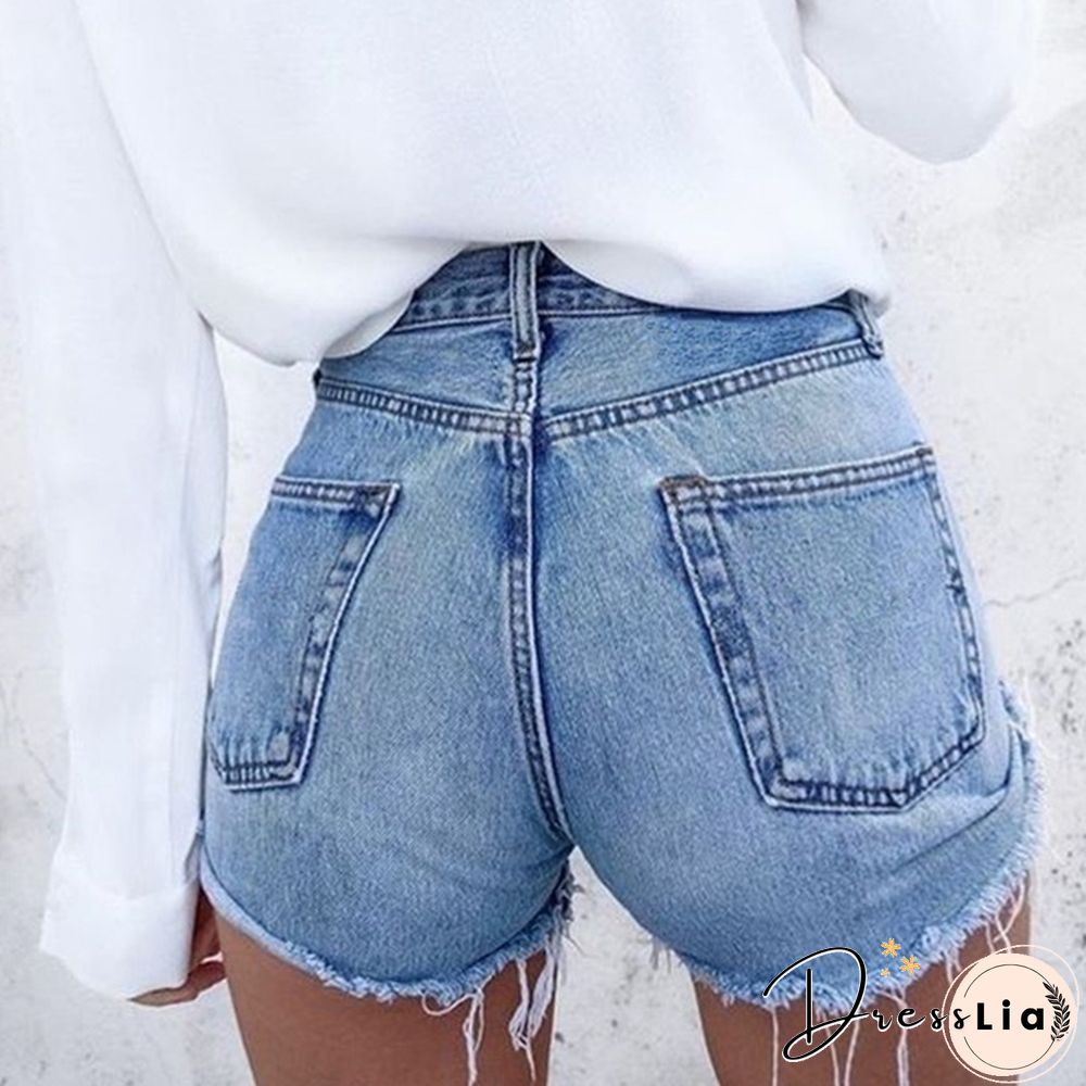 Summer Womens Fashion Hot Style Bodycon Ripped Denim Short Slim Fit Jean Short Pant