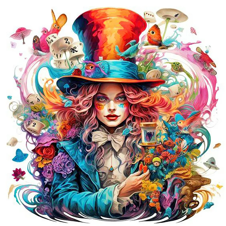 Mad Hatter Alice 40*40CM (Canvas) Full Round Drill Diamond Painting gbfke