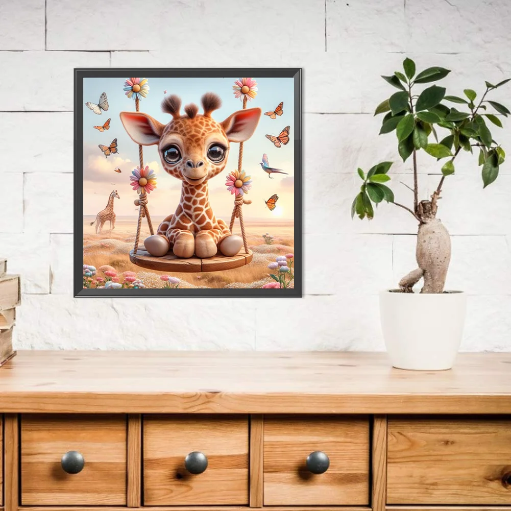 Diamond Painting - Full Round Drill - Swing Giraffe(Canvas|40*40cm)