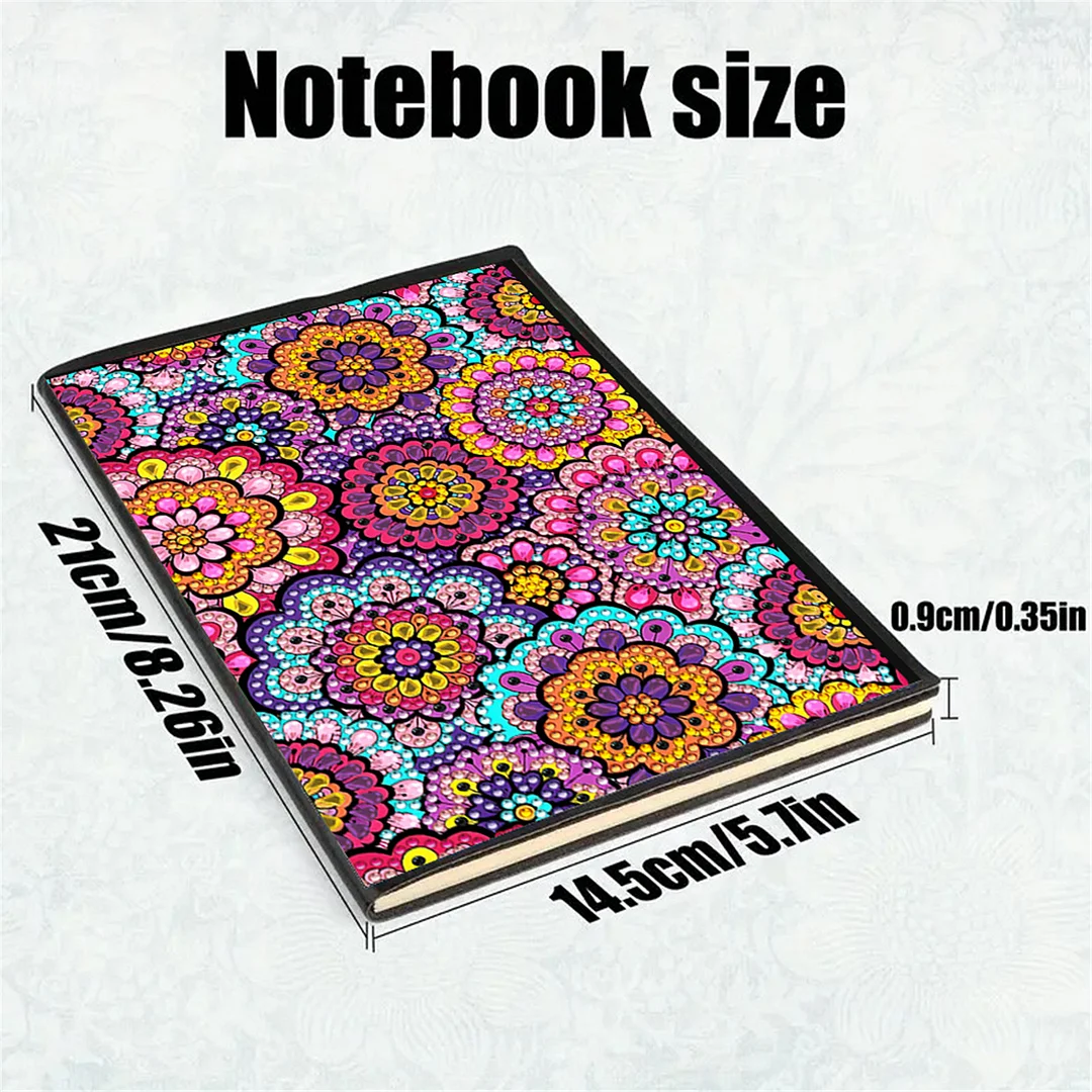 DIY Flower Diamond Painting Journals Notebooks 50 Pages A5 No Lines Special Shaped Diamond Art Kits for Beginners Craft Lovers and Artists (Mandala Pattern)