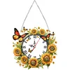 Acrylic Special Shape Sunflower Butterfly Diamond Painting Clock Handicraft