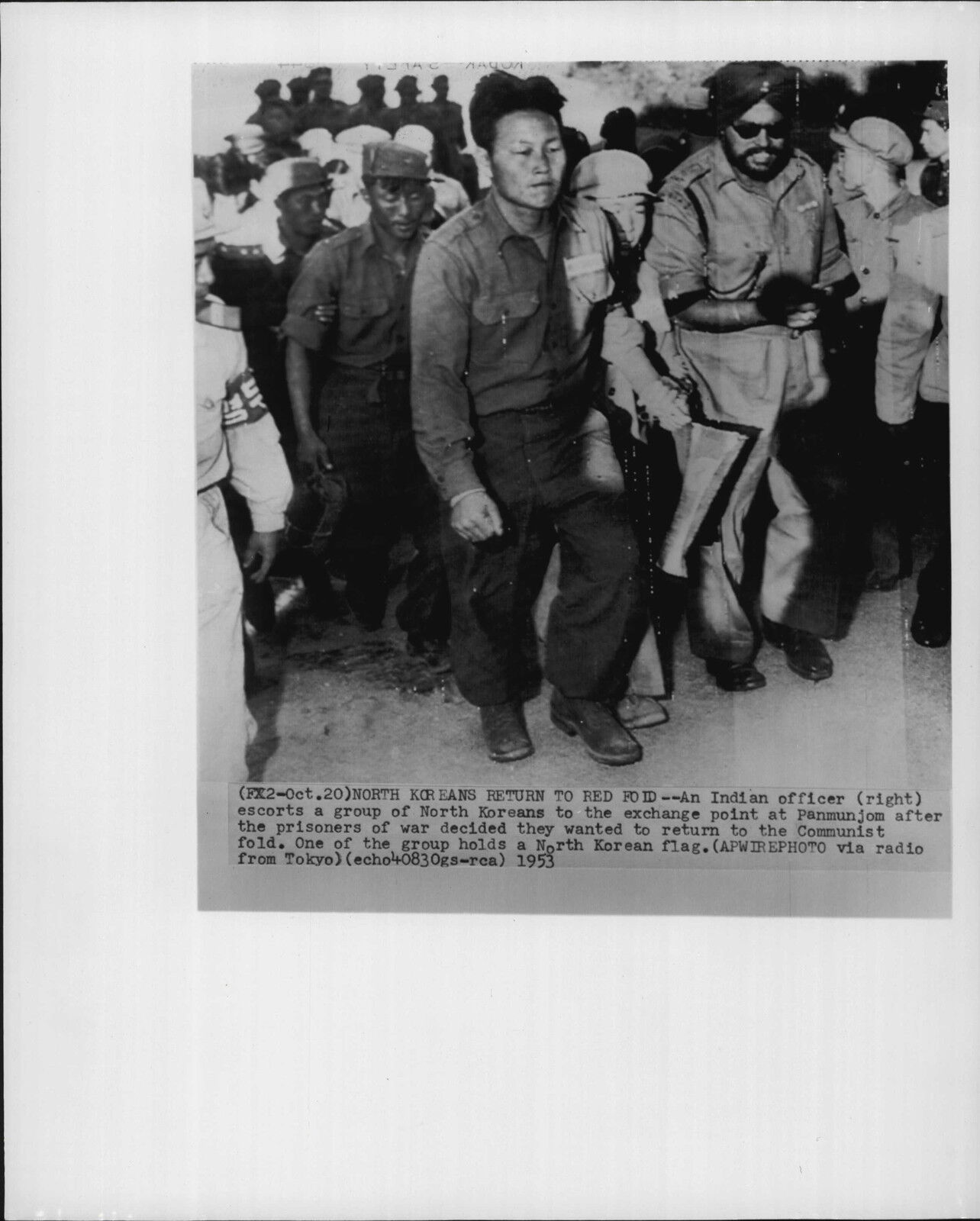 Prisoner of War Returned by Indian Officer Korea War Press Photo Poster painting