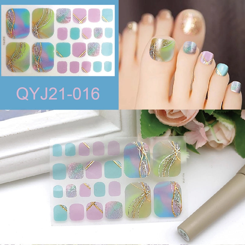 Explosions Foot Nail Stickers Summer Toenail Stickers Bronzing Imitation Diamond Nail Stickers Waterproof Foot Stickers