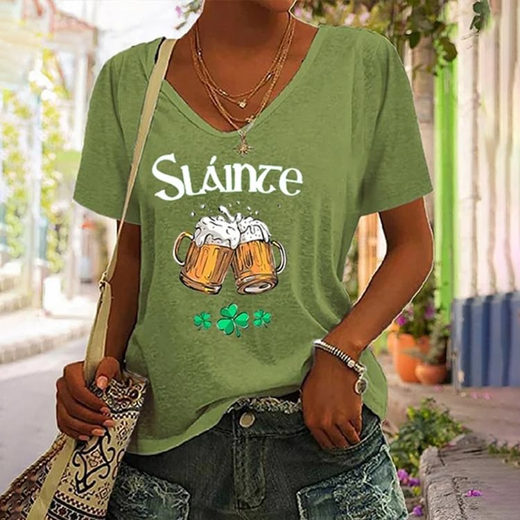 Comstylish St. Patrick's Day Slainte Printed T-Shirt