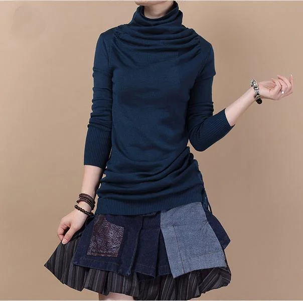 Royal blue Woolen Tunic sweater