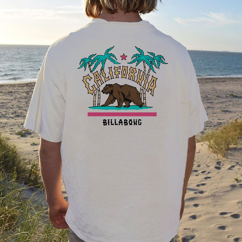 California Brown Bear Print Vintage T-shirt