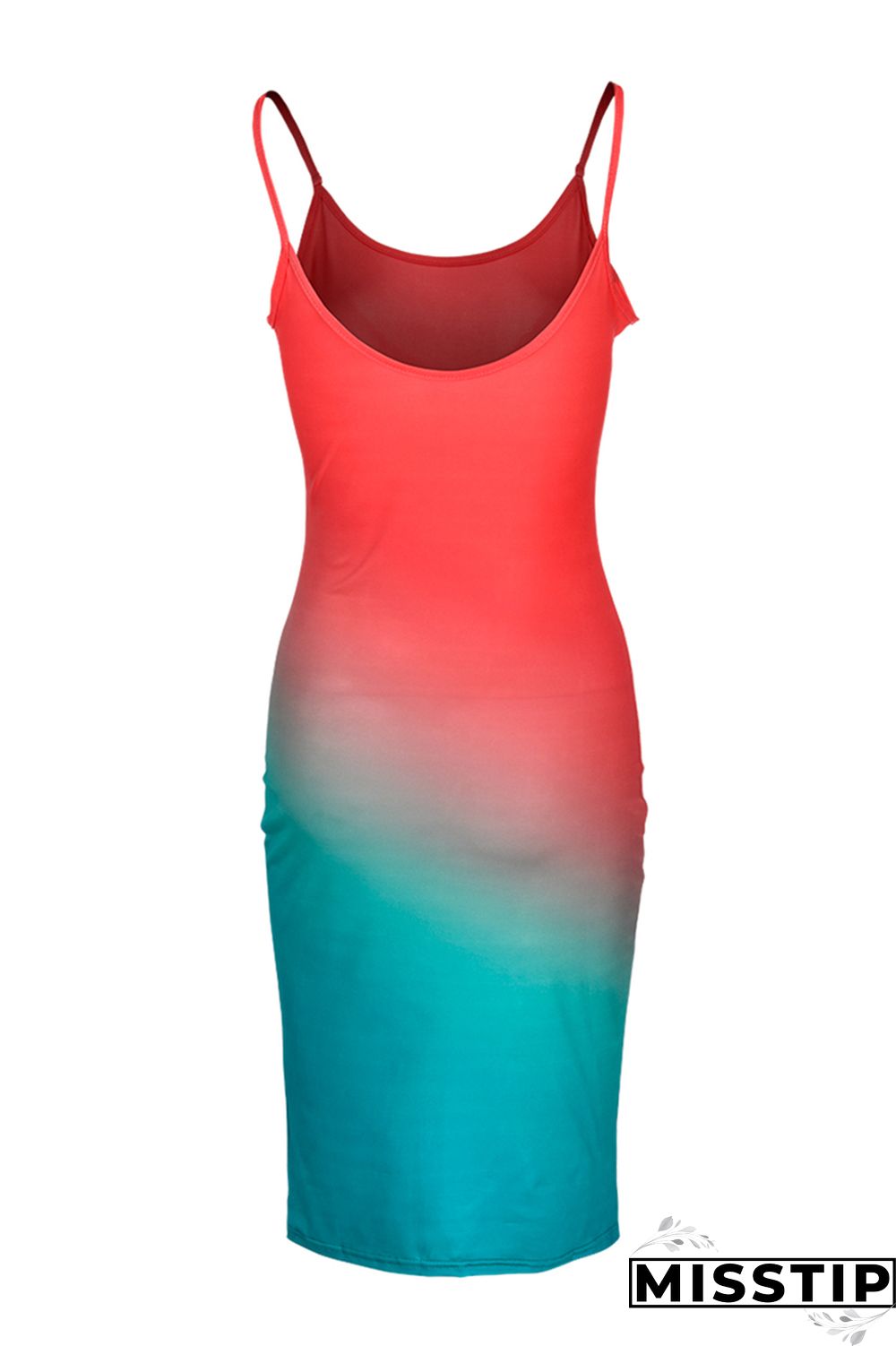 Pink Sexy Casual Gradual Change Print Backless Spaghetti Strap Sleeveless Dress